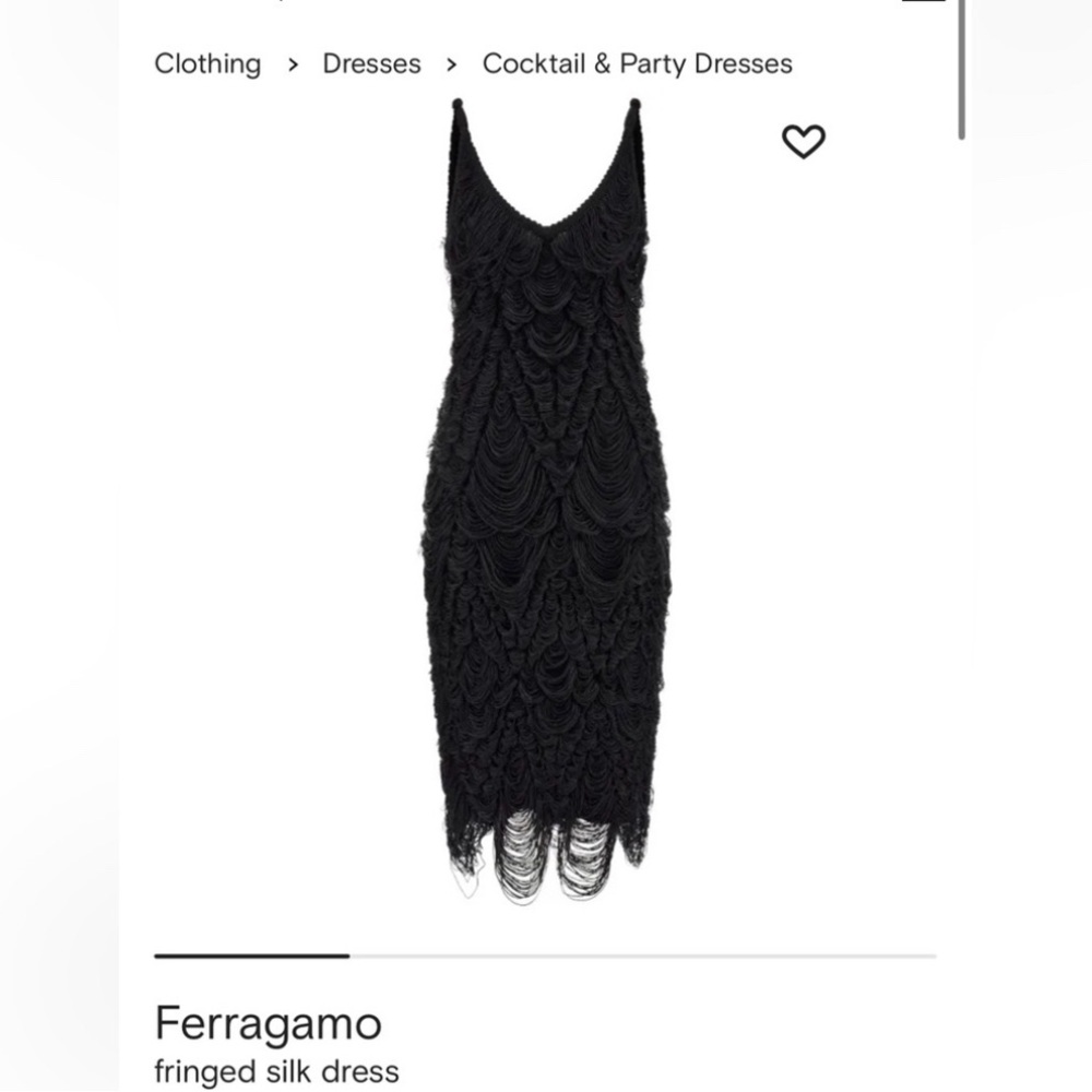 Salvatore Ferragamo  Black Fringed Silk Midi Dress SEE VIDEO - Picture 4 of 9